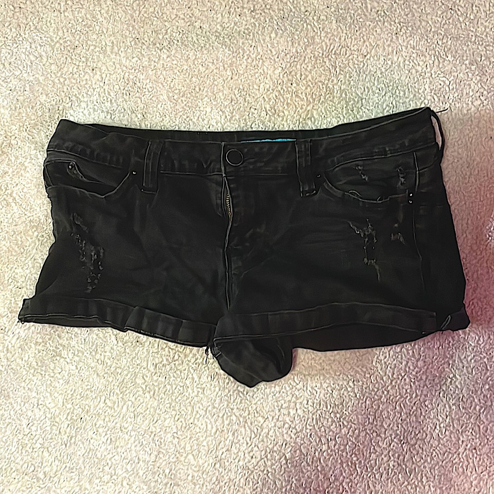YMI distressed black denim shorts size 11